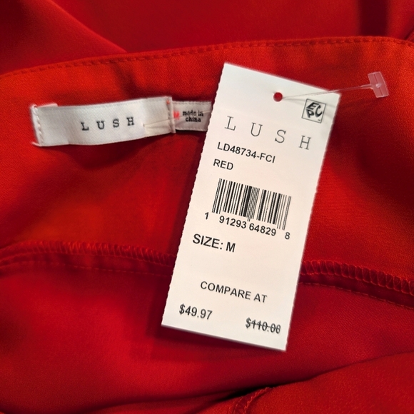 Lush Sexy Red Satin Midi Slip Dress Size Medium - Picture 8 of 9